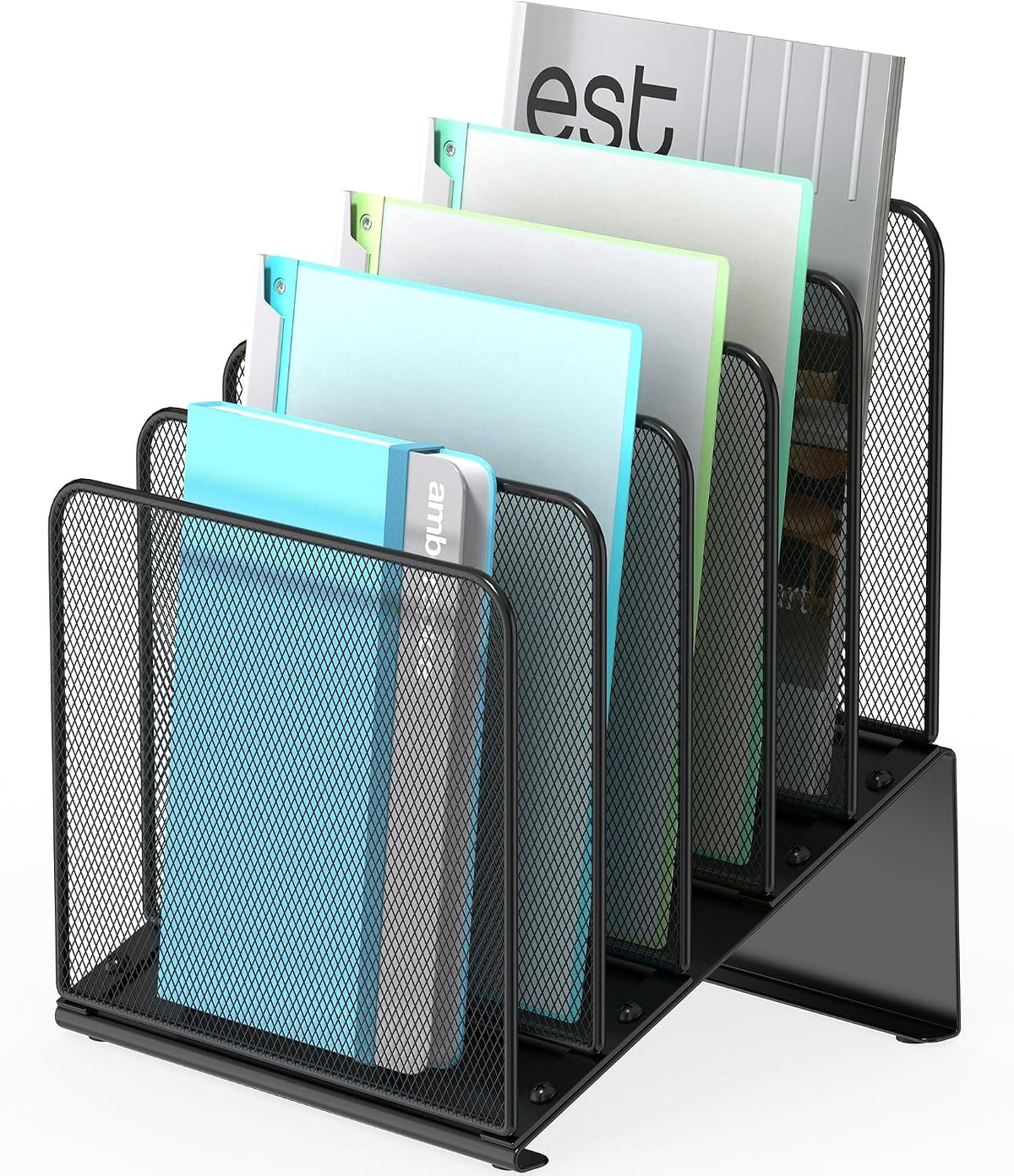 Inclined 5-Section Desk File Organizer, Vertical File Folder Holder File Sorter File Organizer for Desk Desktop Organization for Office Classroom