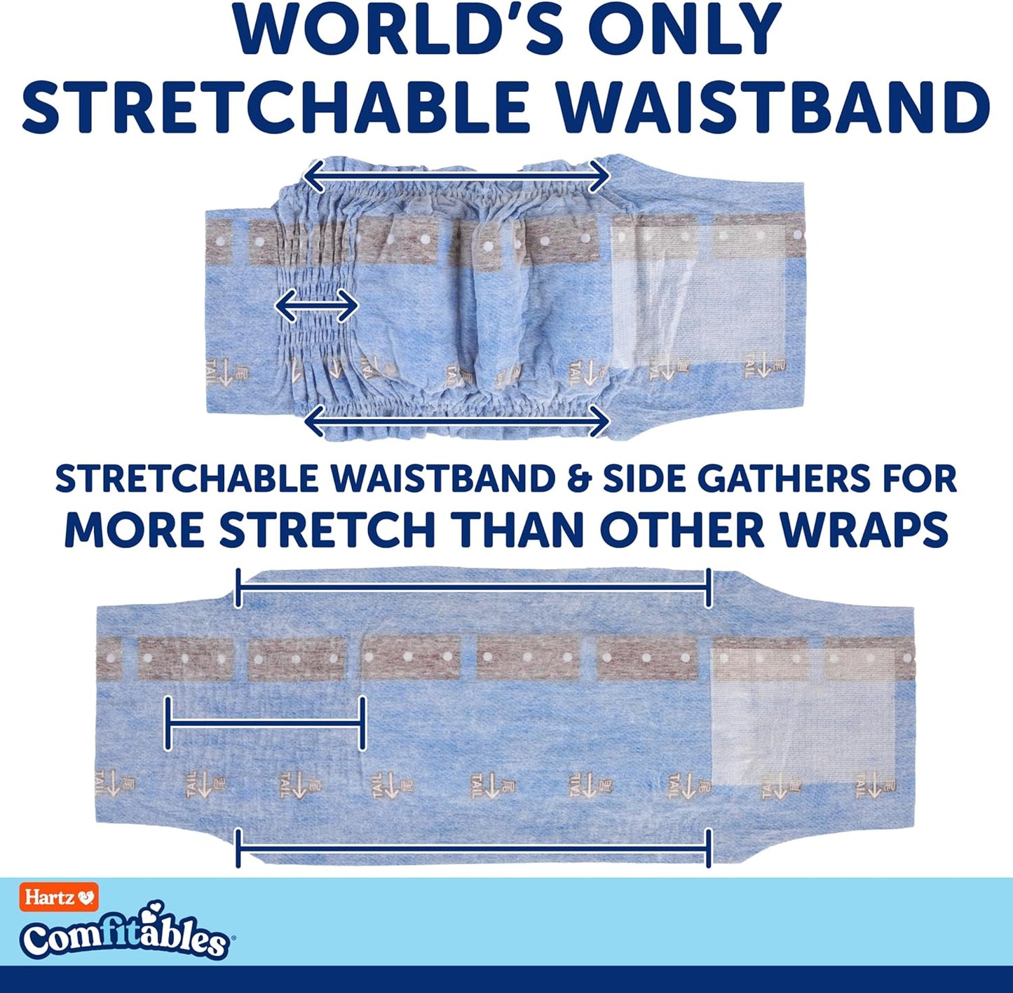 Hartz Comfitables Disposable Male Dog Wraps Stretchy Waistband, Sm 40 Count | Comfortable & Secure Fit, Easy to Put On, Super Absorbent, Breathable Material, Flashdry Technology, Leak Shield