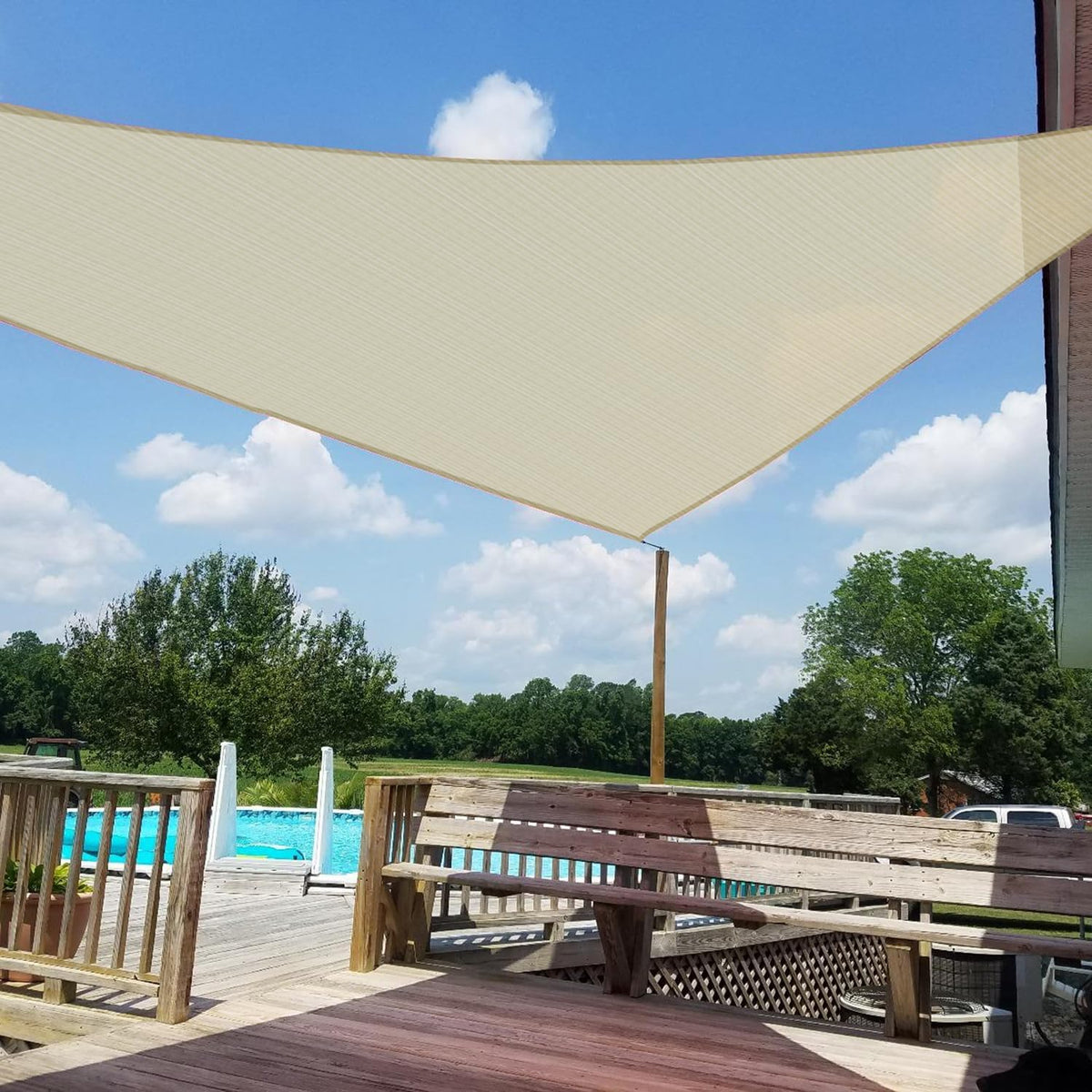 Windscreen4Less 8' X 8' X 8' Sun Shade Sail Triangle Outdoor Canopy Cover UV Block for Backyard Porch Pergola Deck Garden Patio (Beige)