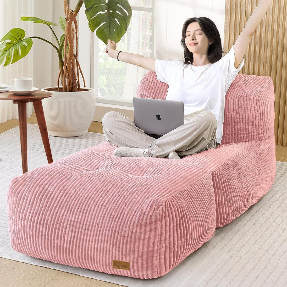 Big Bean Bag Chair for Adults, 66.9"X31.5" Lounger Large Bean Bag Sofa, Memory Foam Filled Beanbag Chair for Living Room, Bedroom, Balcony - Ergonomic Support & Premium Comfort