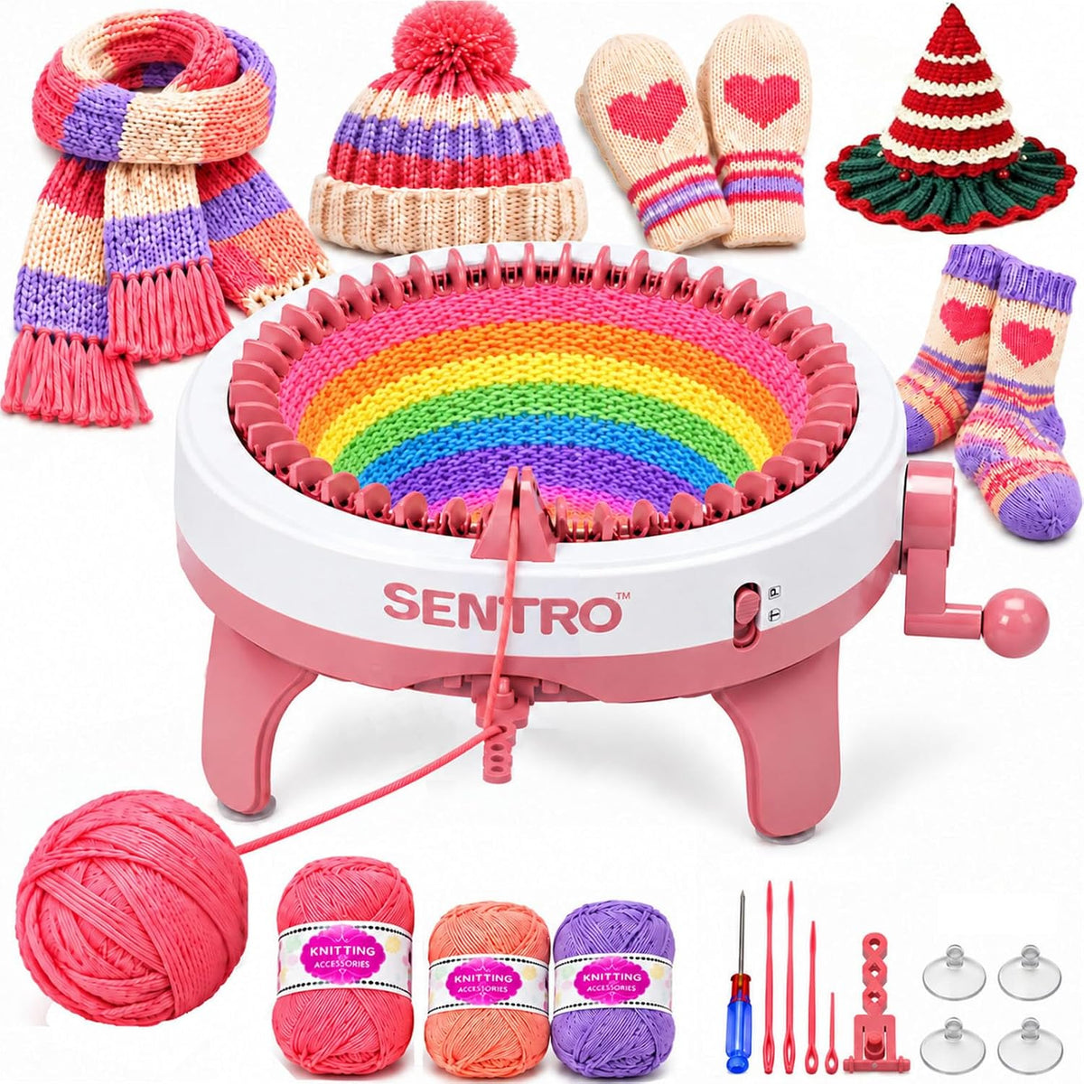 SENTRO Knitting Machine,40 Needle Circular Knitting Loom Machine for Adults