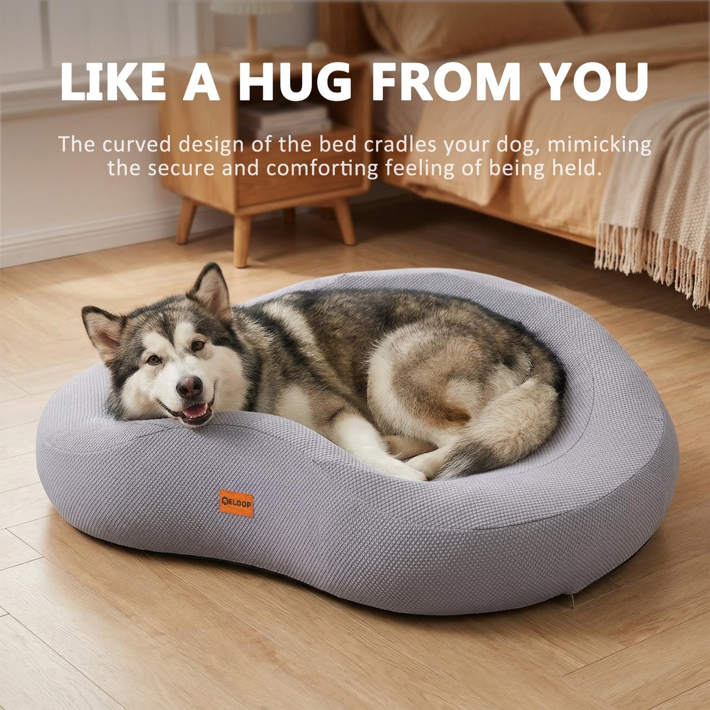 Orthopedic Memory Foam Dog Bed, Large Waterproof Pet Sofa with Sides & Removable Washable Cover, Non-Slip Bottom Supportive Couch for Large Dogs, Gray