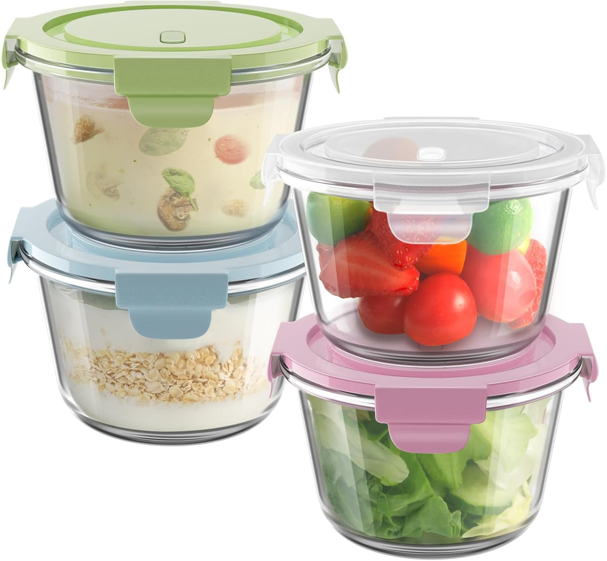 2Cup/16Oz Glass Food Storage Containers with Lids, Meal Prep Containers