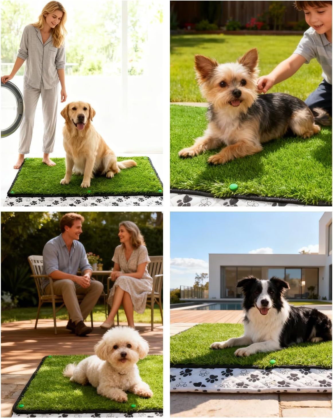 Grass Pee Pads for Dogs, 38×23", Reusable & Washable Dog Pee Pad for Large Pet, Replacement Puppy Training Turf Mat, Dog Potty Pad Artificial Grass, Indoor, Porch, Balcony, Patio, Travel