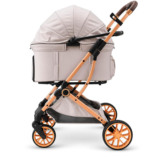 Dog Stroller for Small Dogs, 3-In-1 Pet Stroller with Carrier, Gray