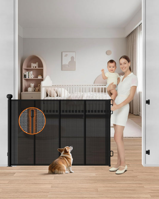 Retractable Baby Gate, up to 55" Wide Reinforced Retractable Gate