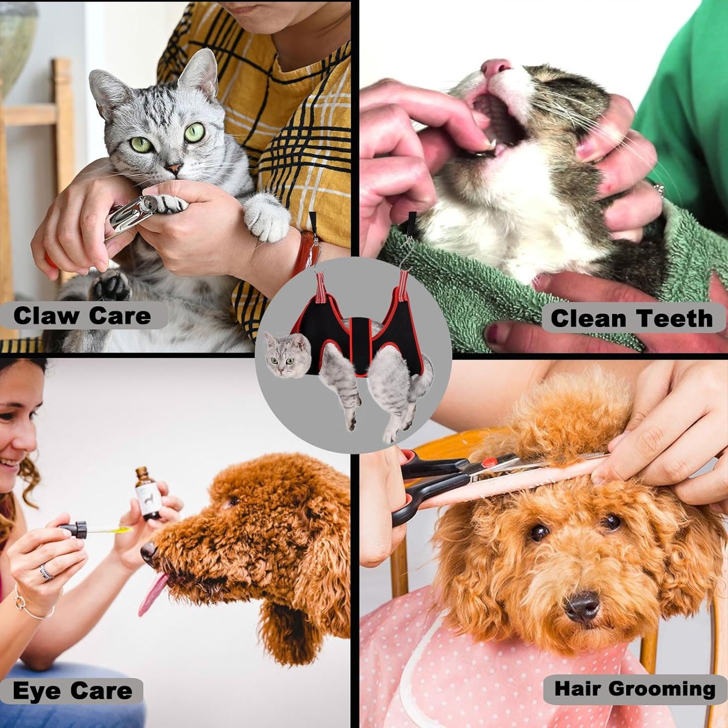 Cat Grooming Hammock Harness for Small Dogs,Pet Hammock Restraint Bag,Dog Grooming Sling for Trimming Nail and Ear/Eye Care(Xs Size,6.5")
