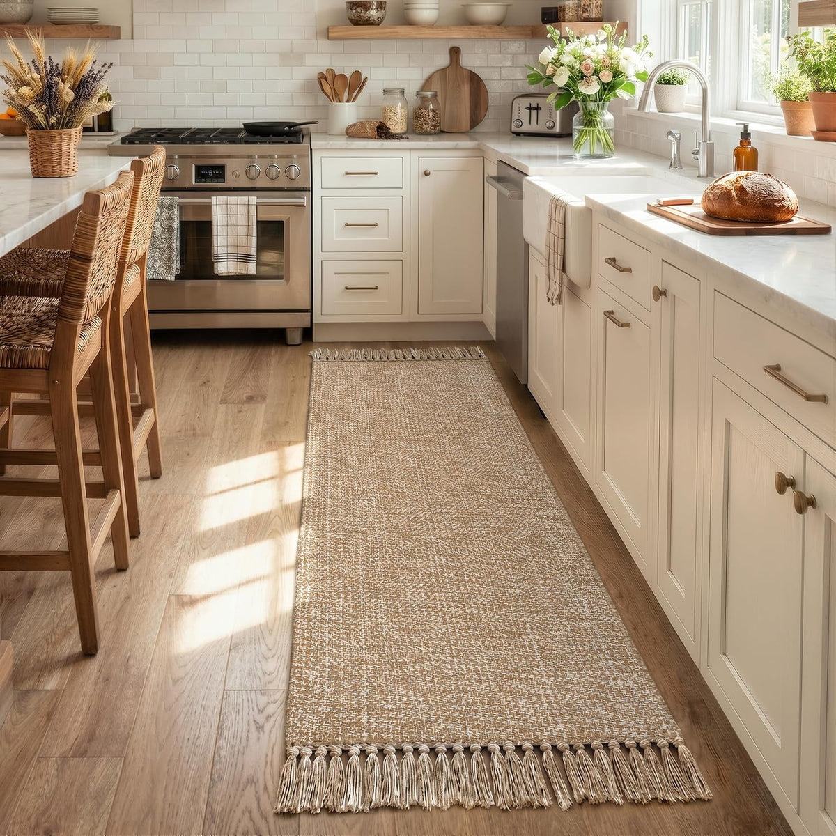 Collive 2' X 6' Kitchen Runner Rug, Modern Farmhouse Washable Bathroom Mat