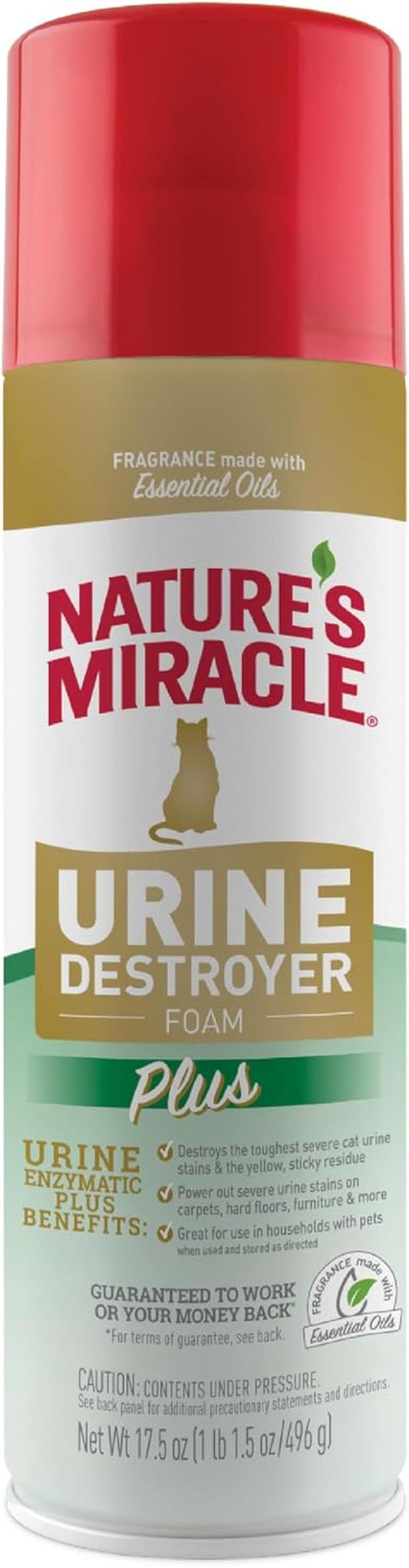 Nature'S Miracle Cat Urine Destroyer plus Foam, Enzymatic Cleaner, 17.5 Oz | Destroys the Toughest Cat Urine Stains, Foam Penetrates into the Carpet, Safe for Pets and Home*, Fresh Scent