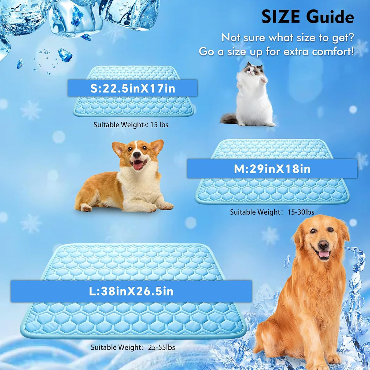 Arc-Chill Dog Cooling Mat, Non-Slip Washable Portable Cool Pad