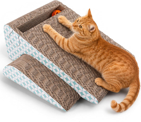 Cardboard Cat Scratcher Ramp with Ball, 2 Sizes Cat Scratch Pads