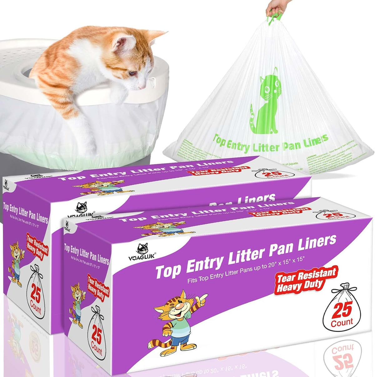 Cat Litter Box Liners Compatible with Top Entry Litter Pans Model