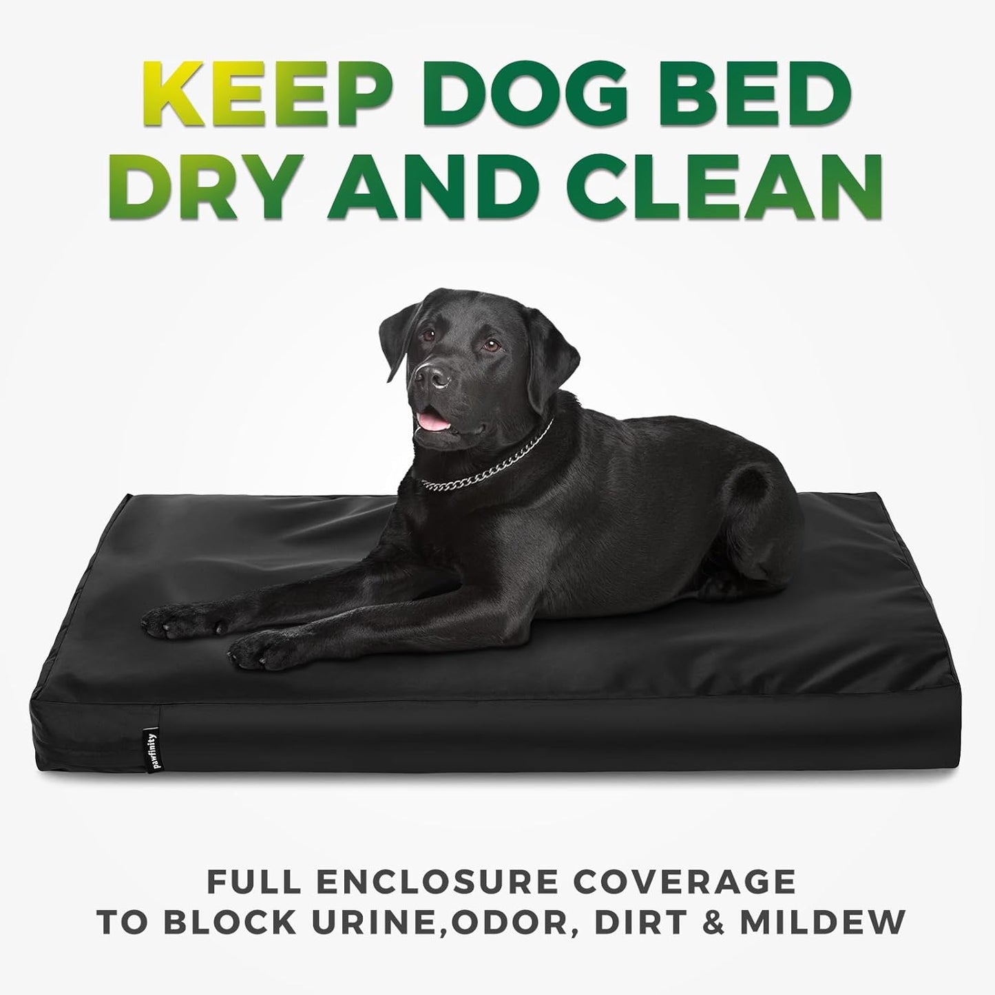 PAWFINITY Waterproof Dog Bed Cover Replacement Washable, Easy to Clean, Pet Hair Resistant, Heavy Duty Oxford, Zipper Closure, Indoor/Outdoor Use, Fits 36 Inch Dog Crate -Large -35"X 22"X 3.5", Black
