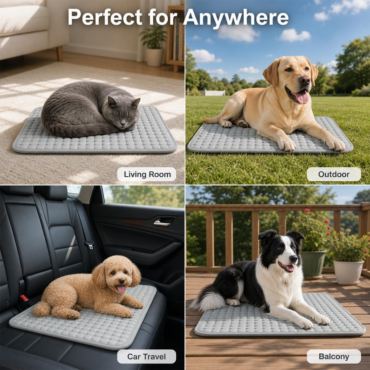Pawlab Cooling Mat for Dogs, Reusable Pet Cooling Pad, Gray,X-Large
