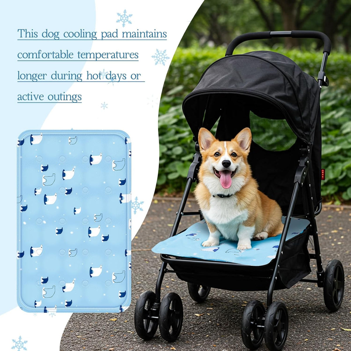 Nuanchu Pet Cooling Mat, Sky Blue Bear, 11.81 X 19.69 Inches, 1 Pcs