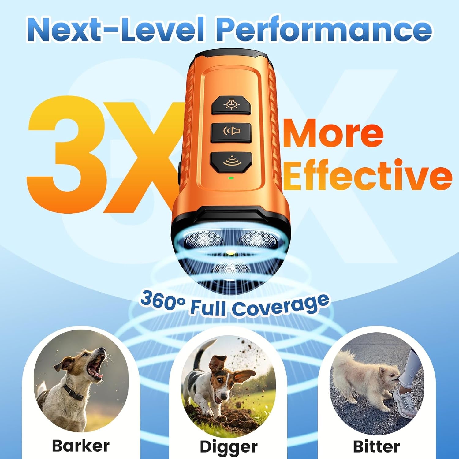 Cbersmg 3X Ultrasonic to Stop Barking Neighbors Dog, Portable anti Barking Device Dog Bark Deterrent Device 50Ft Range 5 Modes, Flashlight & Beep Safe & Effective for Small, Medium & Large Dogs
