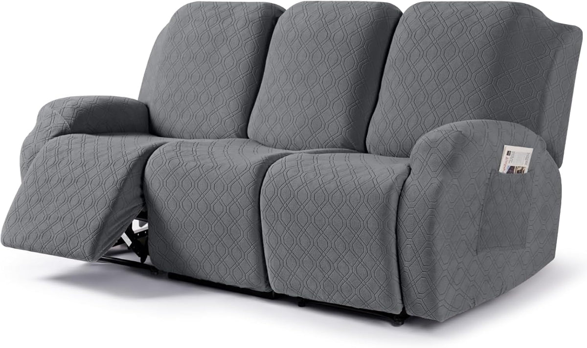 VANSOFY Stretch Recliner Couch Cover, Slipcover, Dark Gray, 3 Seater