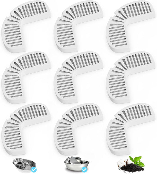 Cat and Dog Water Fountain Filters, 9 Pack Replacement Filters for Ceramic & Stainless Steel Fountains Automatic Pet Fountain Water Dispenser (9 Pack)