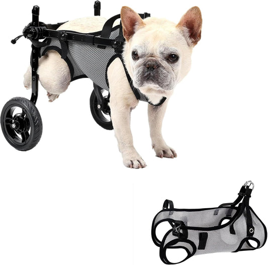 Dog Wheelchair for Back Legs + Replacement Washable Harness (Size-Matched) Bundle Products