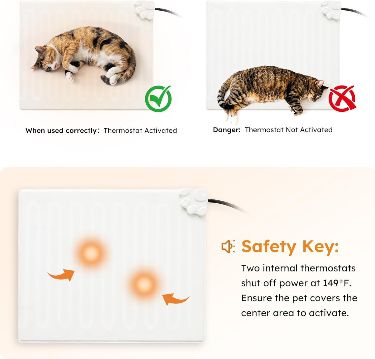 ZOMISIA Cat Heating Pad, Heated Cat Bed Indoor, 11 Temp & 25 Timer Settings
