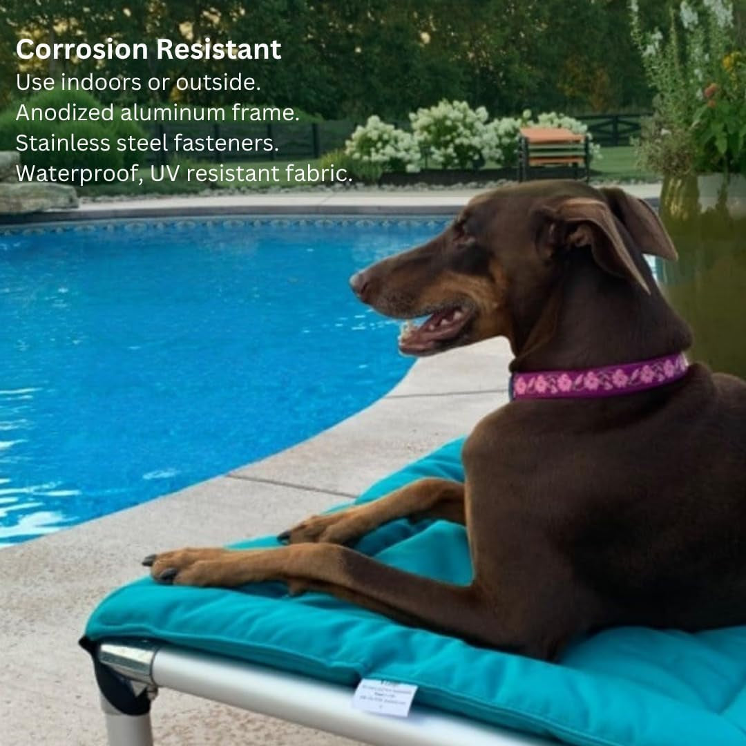 Kuranda Chewproof Elevated Dog Bed - Silver Aluminum - 40" X 25" - Cordura Nylon - Smoke