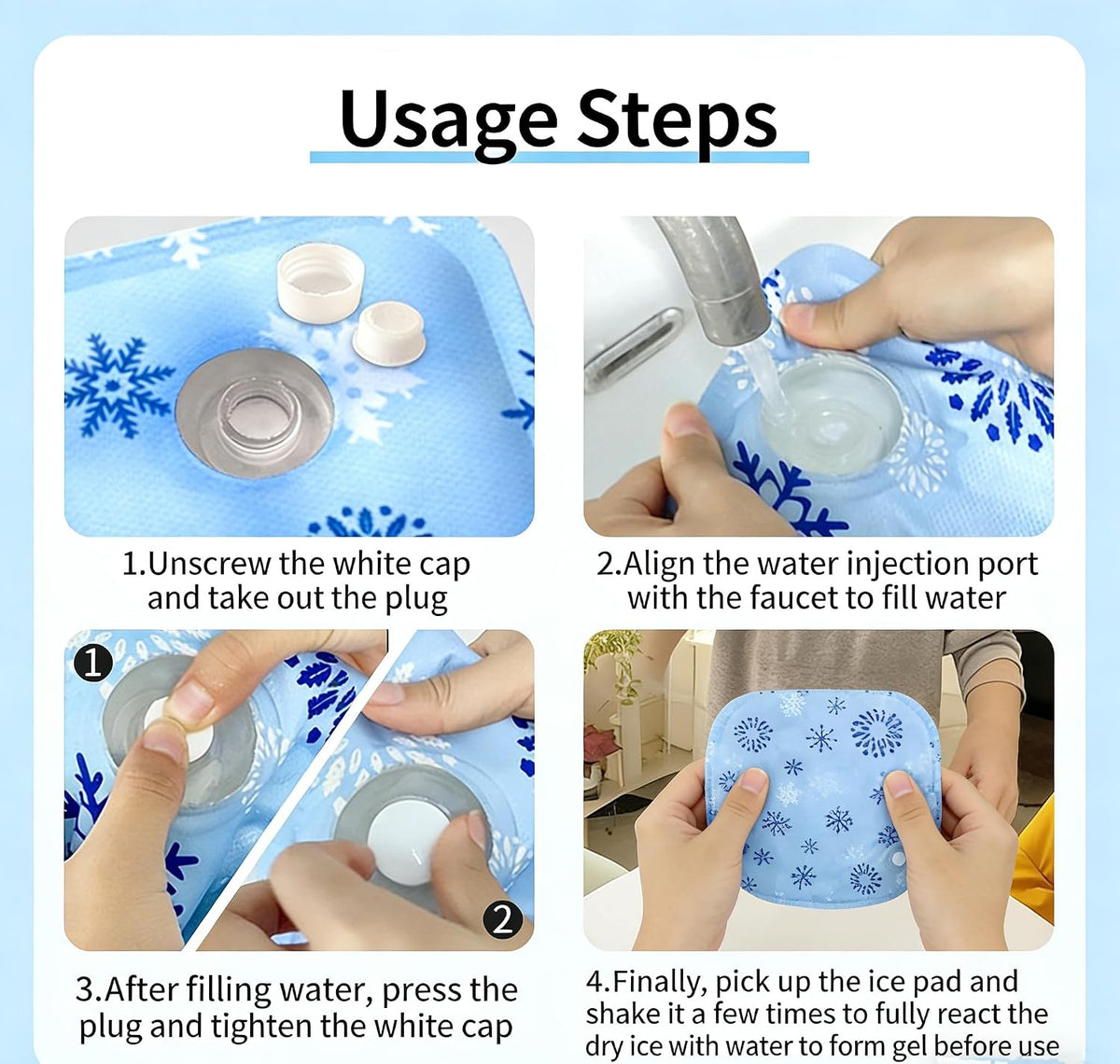 Water-Fillable Pet Cooling Mat, Pressure Activated Gel Cooling Pad for Dogs & Cats, Durable & Scratch Resistant, Perfect for Hot Weather to Prevent Overheating (88, Blue Bear, Medium)