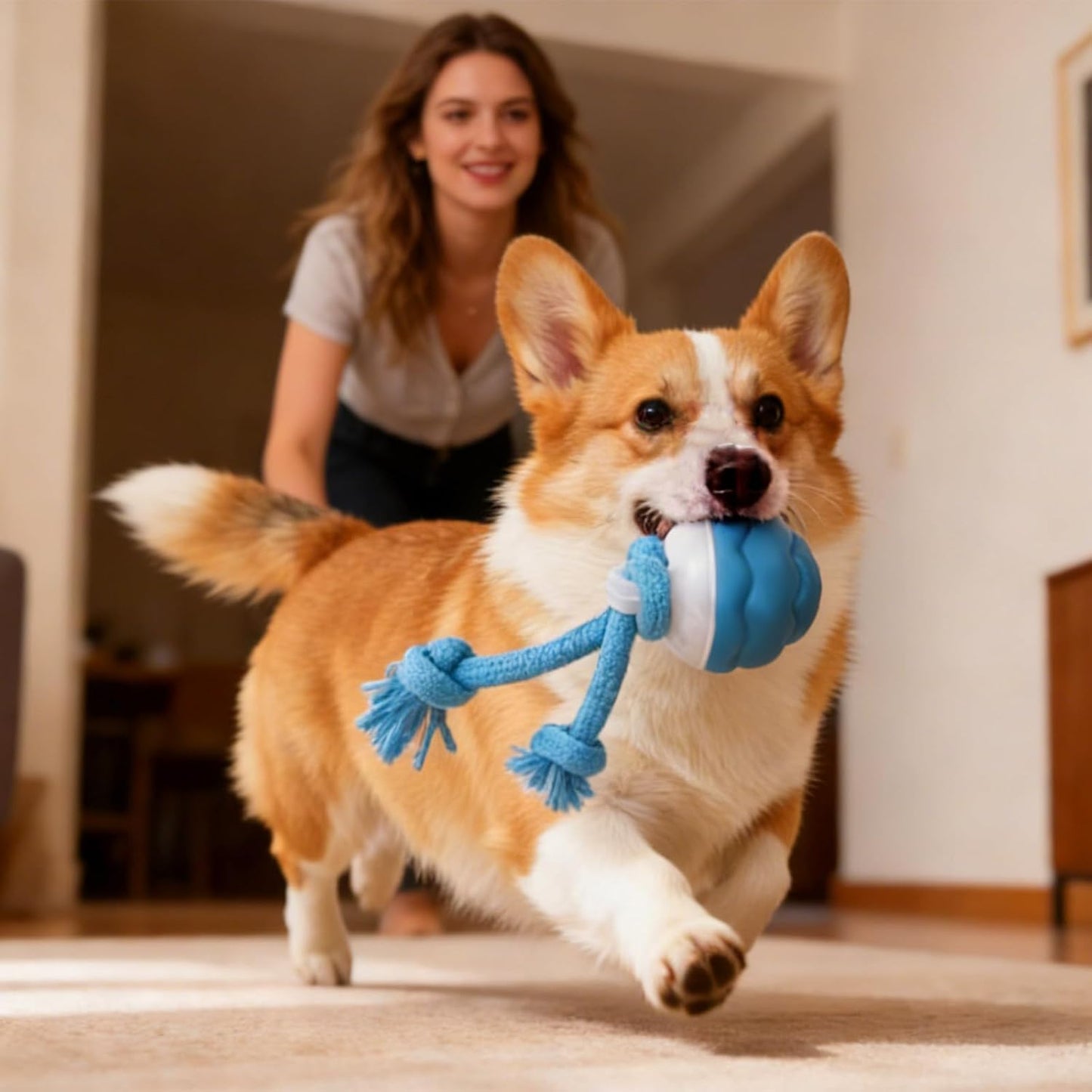 Goosheep 2026 New Interactive Dog Toys, Automatic Moving Dog Ball for Medium/Large Dogs, Interactive Smart Rolling Dogs Toy Ball with Light up to Keep Them Busy(Blue)