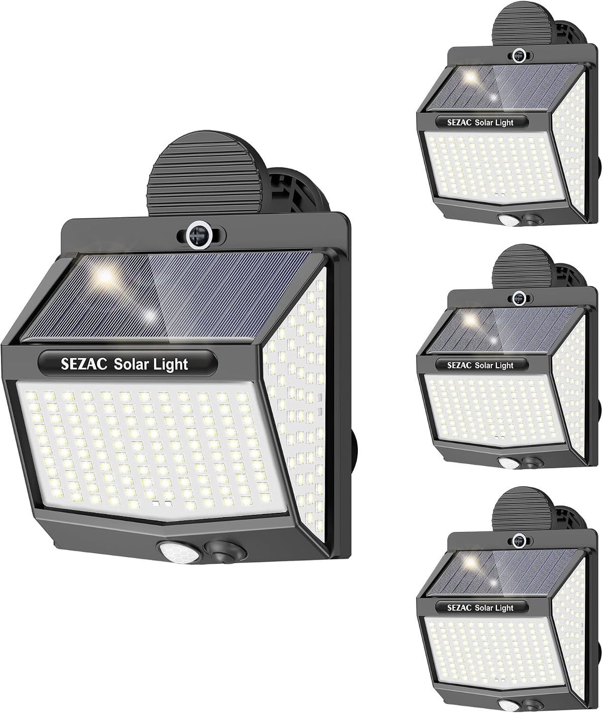 SEZAC Clip on Solar Lights Outdoor,218Led Motion Sensor Solar Fence Lights