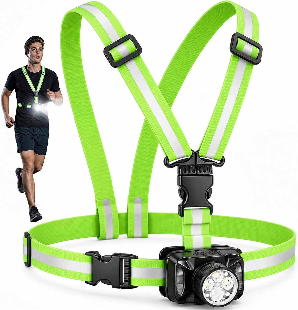 ODCPN 550LM Running Lights for Runners, Y-Shaped Buckle Running Light Vest
