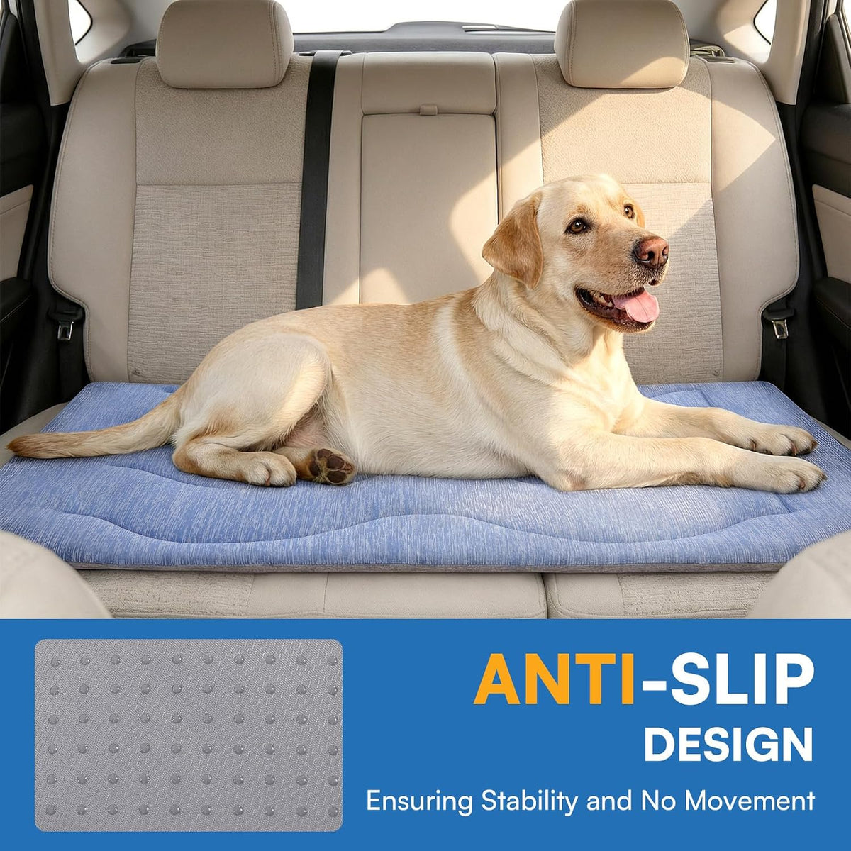 Queenmore Cooling Dog Mat for Dogs, Washable Dog Cooling Mat Indoor Outdoor, Non-Slip Portable Kennel Puppy Bed for Summer, Keep Your Pet Cool (Blue Wave, Large(35" X 27"))