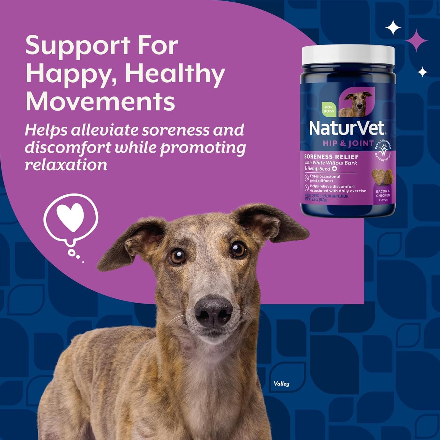 Naturvet Hemp Aches & Discomfort plus Hemp Seed for Dogs, 60 Ct Soft Chews, Made in the USA
