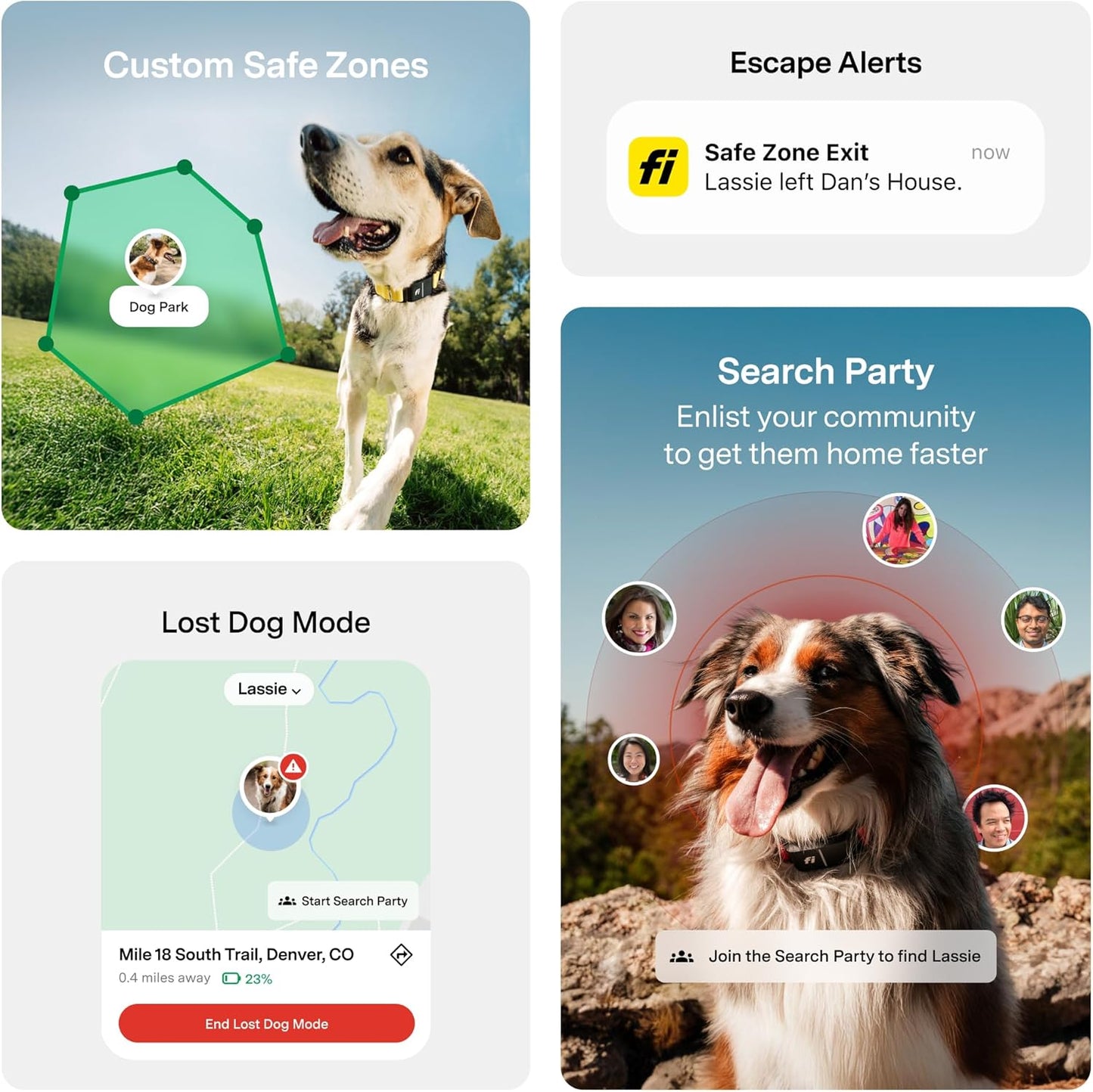 Fi New Series 3+ Smart Dog Tracker Collar [6 Month Membership Included] GPS Tracker for Dogs with Health & Behavior Monitoring, Escape Alerts, Waterproof, LED, Apple Watch Compatible (Blue, Large)