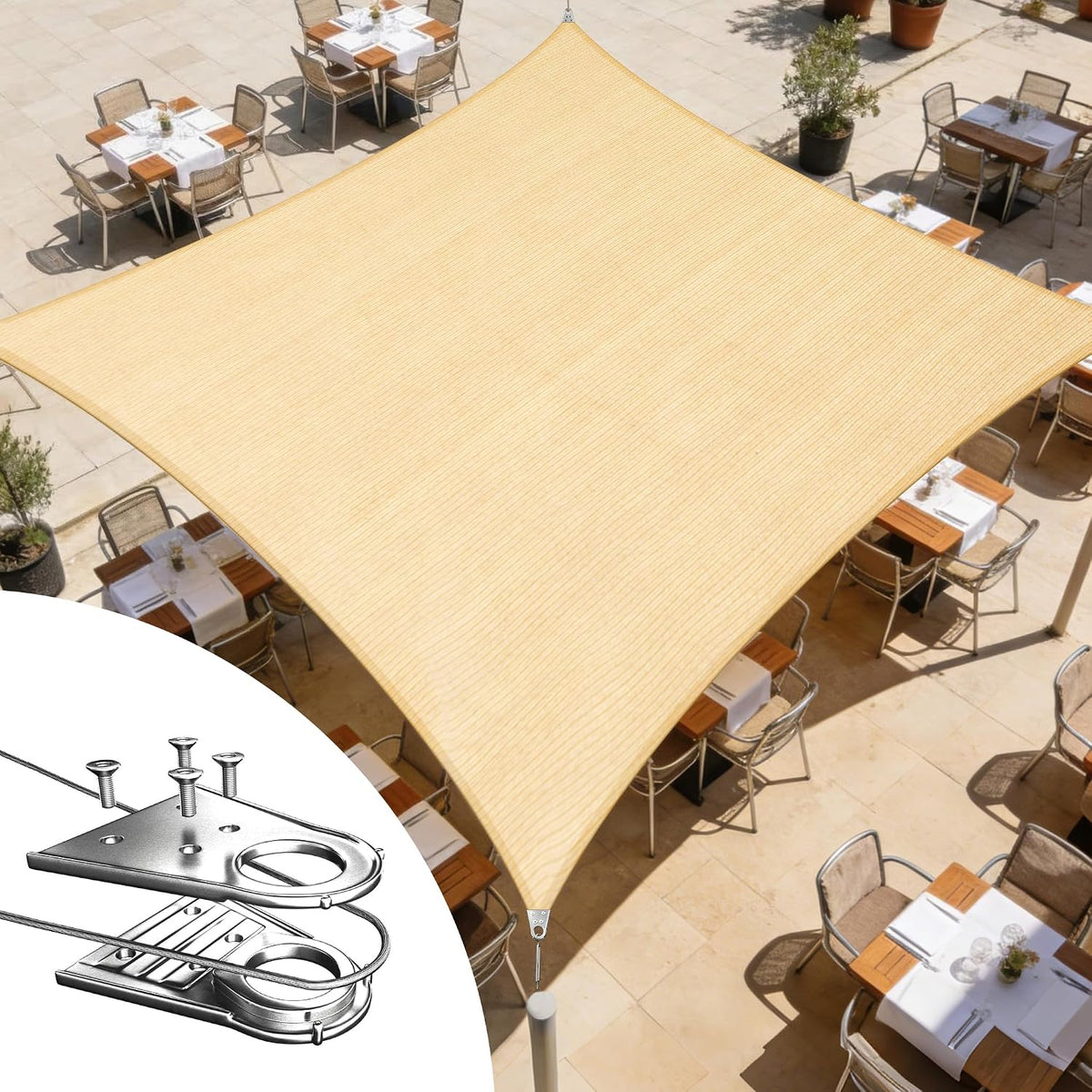 Royal Shade 12' X 16' Beige Rectangle Super Ring Shade Sail,98% UV Block