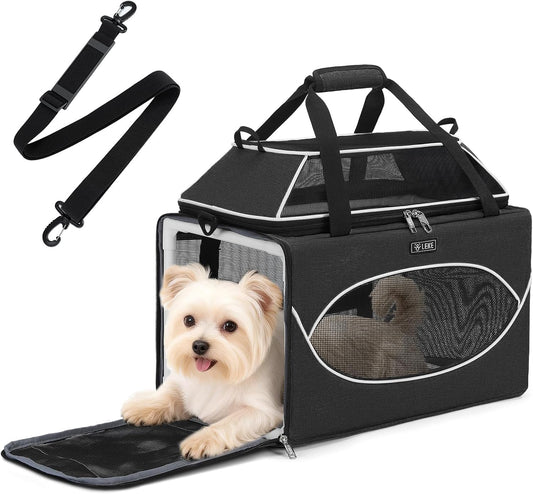 Lekereise Top-Expandable Pet Carrier 18X11X11 Inch Airline Approved Travel