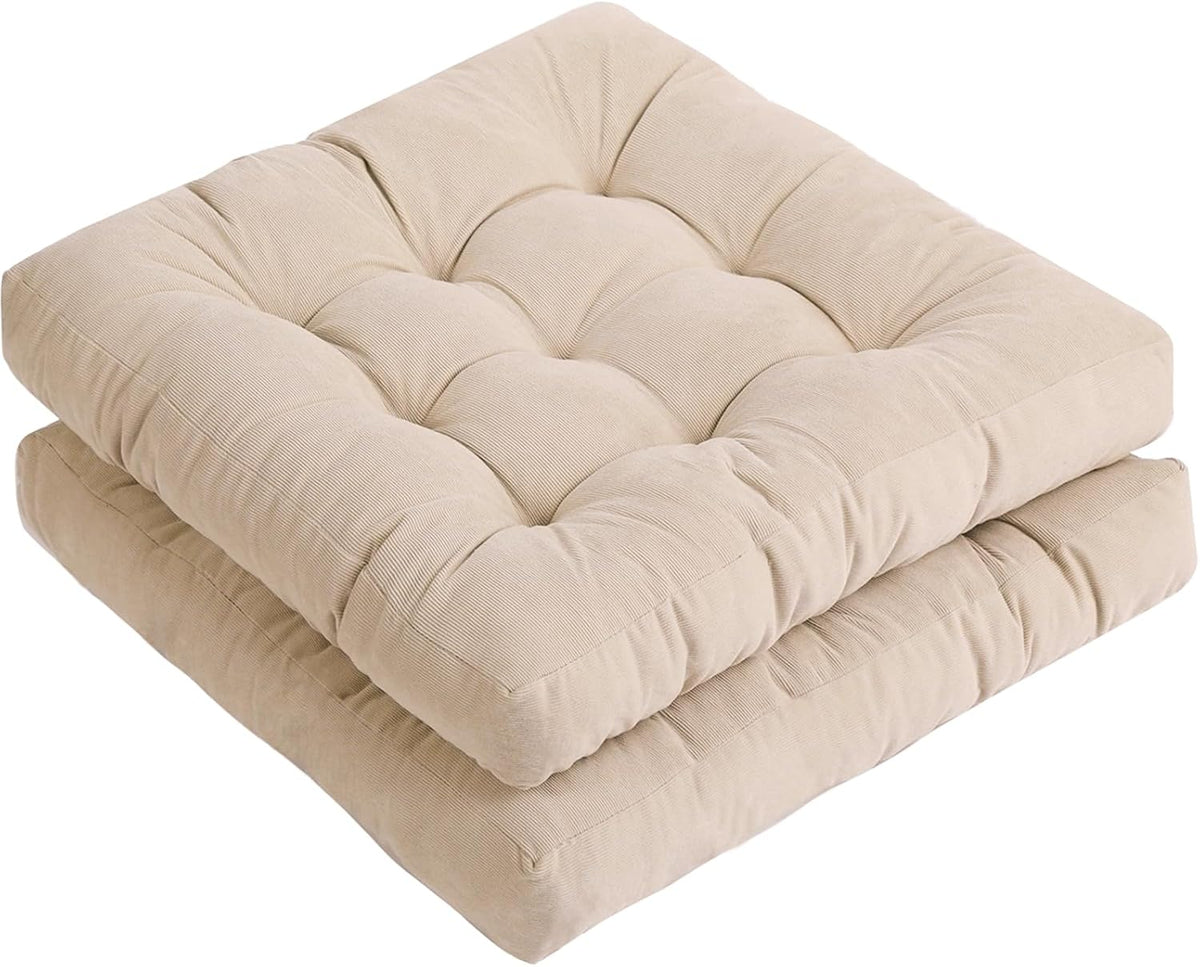 Tiita 22 Inch Square Floor Cushions, Floor Pillow for Sitting, Beige