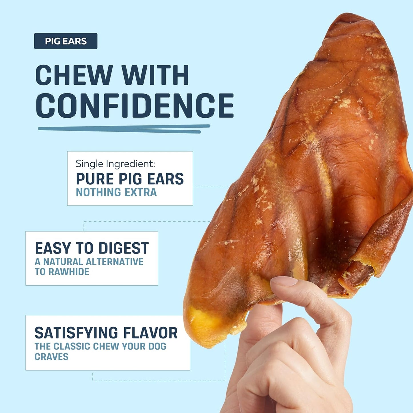 Big Lu – Whole Pig Ears for Dogs, 12 Count, All-Natural Single-Ingredient Pork Treats for Medium and Large Dogs, Easily Digestible, Long-Lasting, Supports Joint Health with Glucosamine and Chondroitin