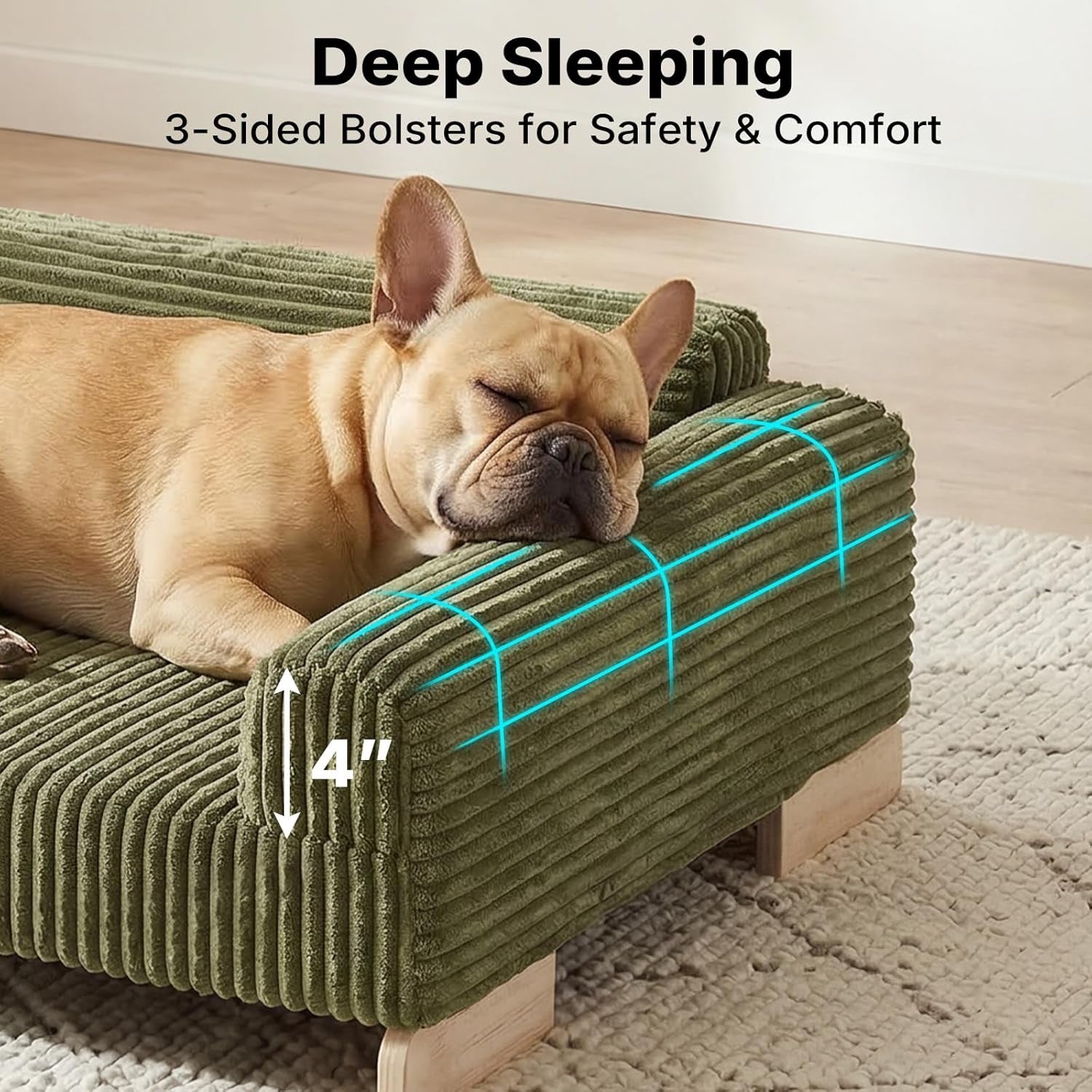 Veehoo Elevated Dog Bed Indoor, Wood Furniture Style Dog Couch Sofa with Removable Washable Cover, Cute & Durable Dogs Bed Furniture for Small Dogs & Puppies up to 40 Lbs