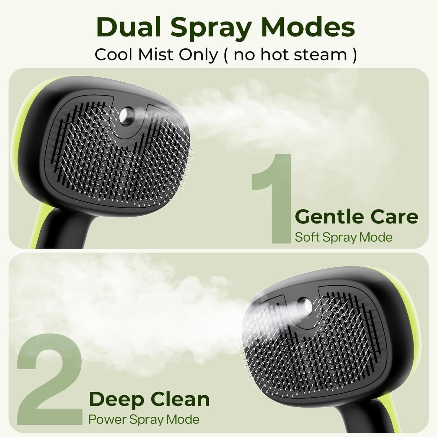 Pecute Self-Cleaning Steam Dog Cat Brush for Heavy Shedding/Long Coats | Gentle, Undercoat Removal & Smoothing, Shedding Control, for Water-Anxious Pets, 2 Cool Mist Modes, XL Tank