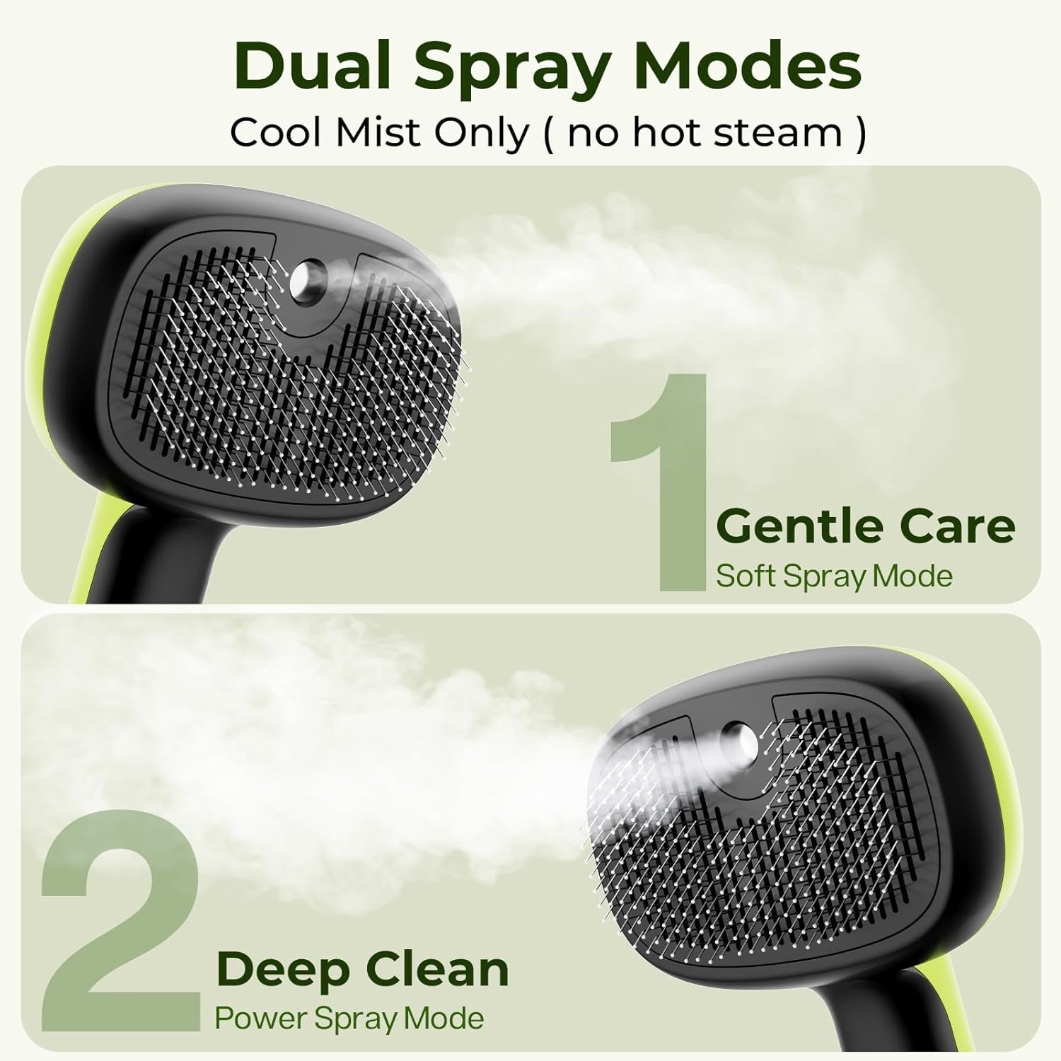 Pecute Self-Cleaning Steam Dog Cat Brush for Heavy Shedding/Long Coats | Gentle, Undercoat Removal & Smoothing, Shedding Control, for Water-Anxious Pets, 2 Cool Mist Modes, XL Tank