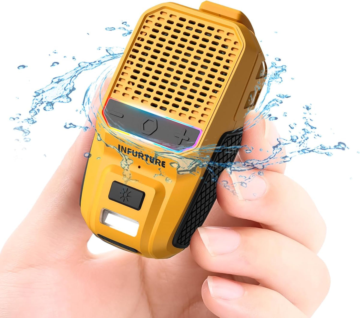 INFURTURE Clip on Bluetooth Speaker Wearable Waterproof Speaker with Mic