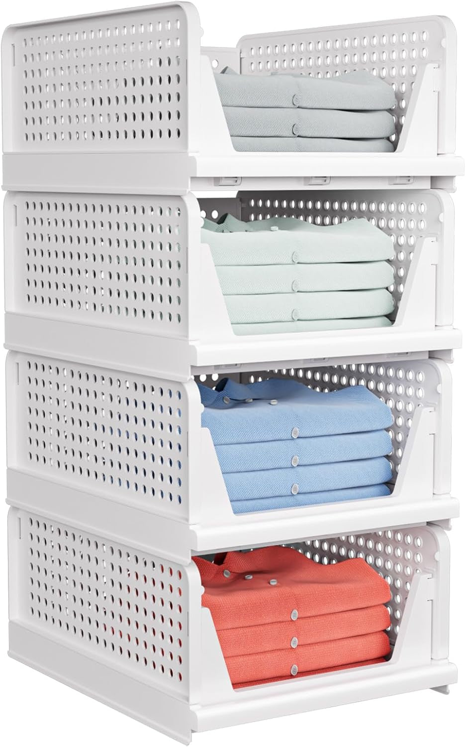 Caktraie 4 Pack Stackable Closet Storage Basket - Stackable Storage Bins