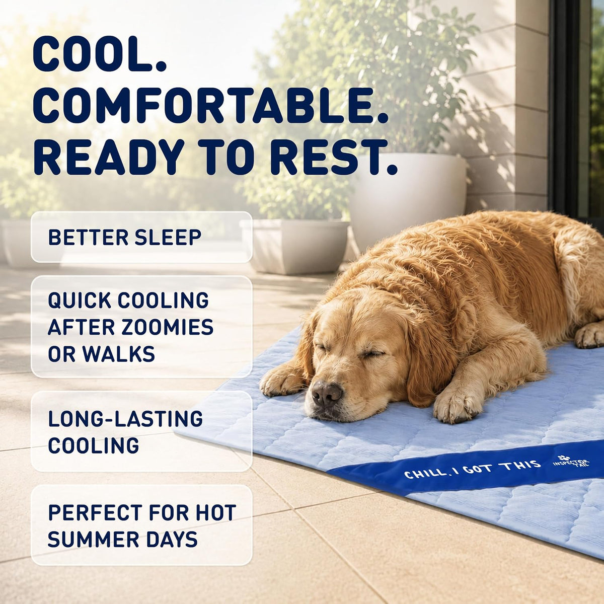 INSPECTOR TAIL Dog Cooling Mat, Large, Indoor & Outdoor Self Cooling Pad