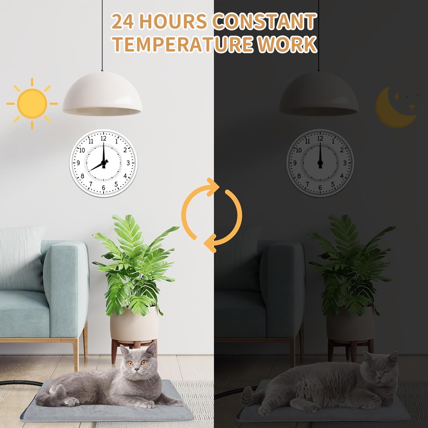 Pet Heating Pad for Cats and Small Dogs,Heated Cat Bed,Auto Temperature Control Waterproof Indoor Electric Pet Heating Pads for Cats with Chew Resistant Cord,16 * 12Inch