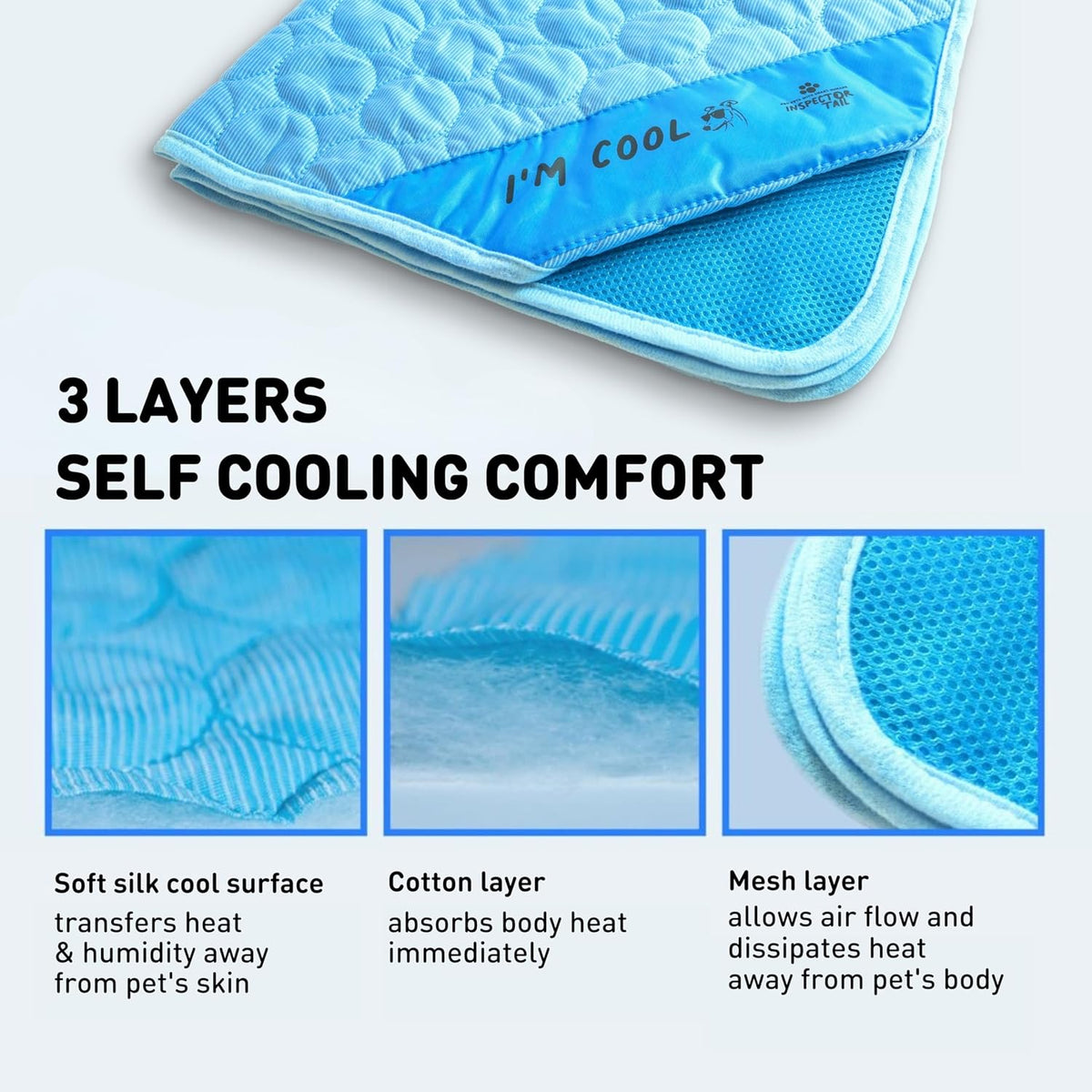 INSPECTOR TAIL Dog Cooling Mat, Indoor & Outdoor, Large Self Cooling Pad