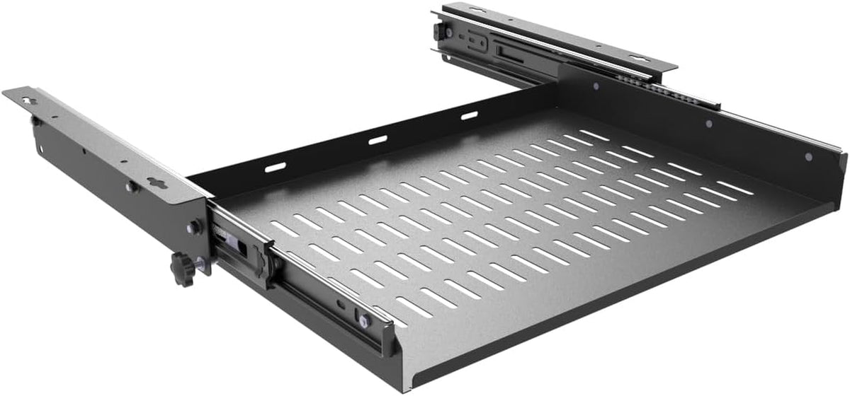 Sliding under Desk Laptop Mount Shelf with Air Vents, 16" W