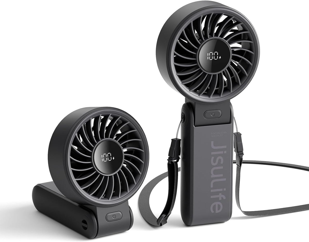 JISULIFE Portable Handheld Fan Life7: 3-In-1 Hand, Desk & Neck Fan-Black
