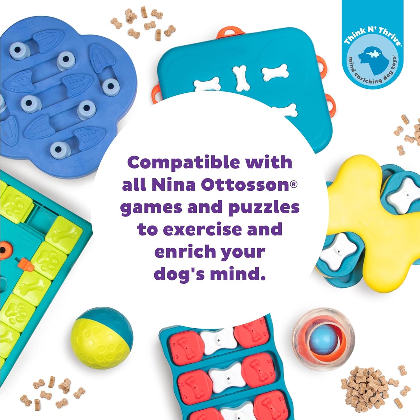 Outward Hound by Nina Ottosson Puzzle Bitez USA Made Dog Treats, Peanut Butter Flavor, Bite-Sized Training Reward and Interactive Puzzle Toy Treats, 7.5Oz