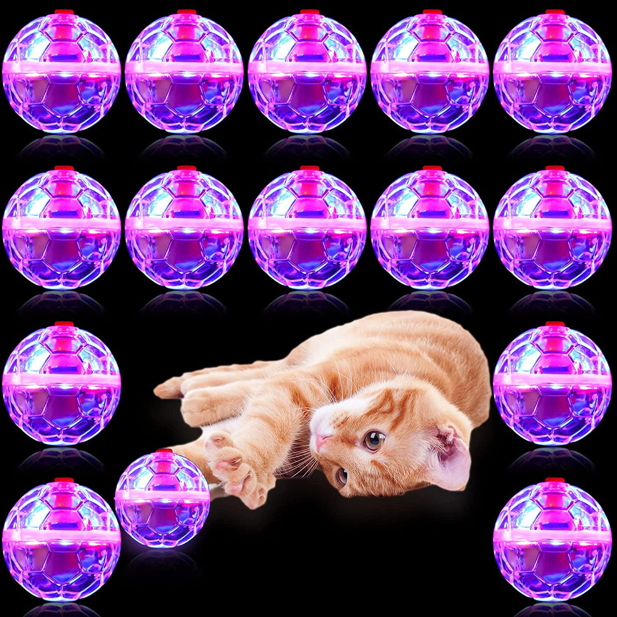 CHENGU 15 Pcs Ghost Hunting Cat Balls Light up Motion Activated LED Toy