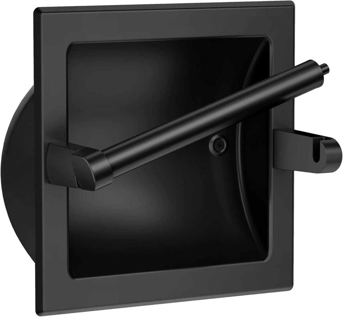 Recessed Toilet Paper Holder Wall Mount Matte Black Stainless Steel