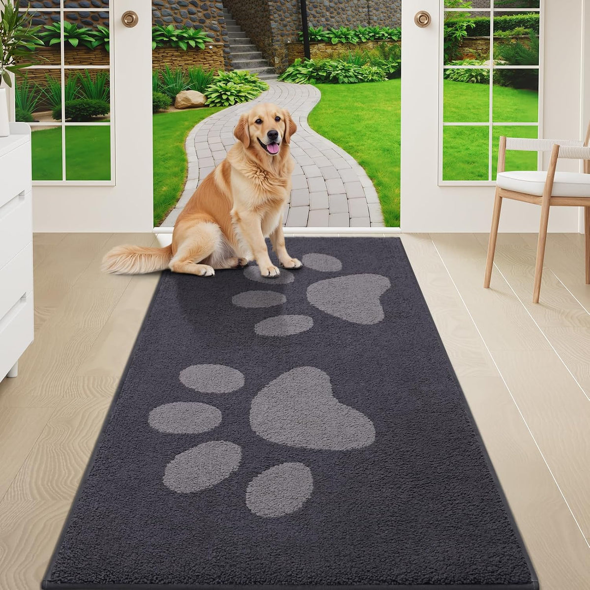 Buganda Dog Door Mat for Muddy Paws 59X24, Absorbent Doormat for Inside